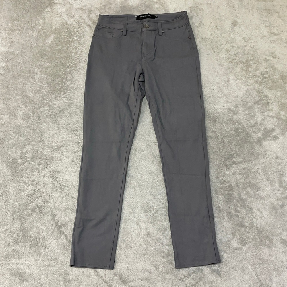 Calvin Klein Jeans Women's 8 Gray Slim Fit Pants Viscose Blend Stretch